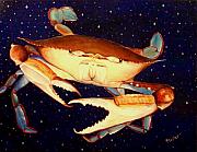 Crab in Space Art Greeting Card by NC Artist Scott Plaster